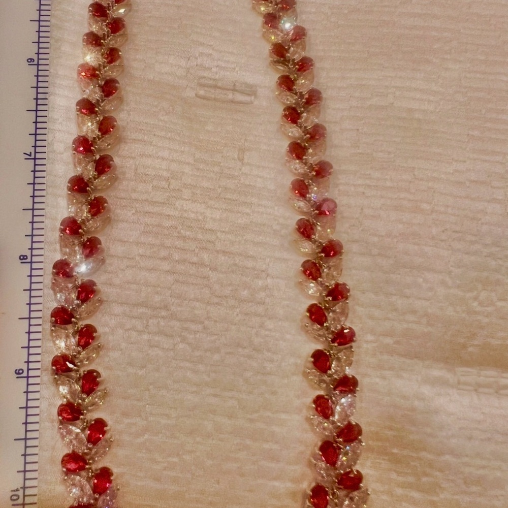 Elegant Red and Silver Necklace Marked 925 clasp - Picture 16 of 16